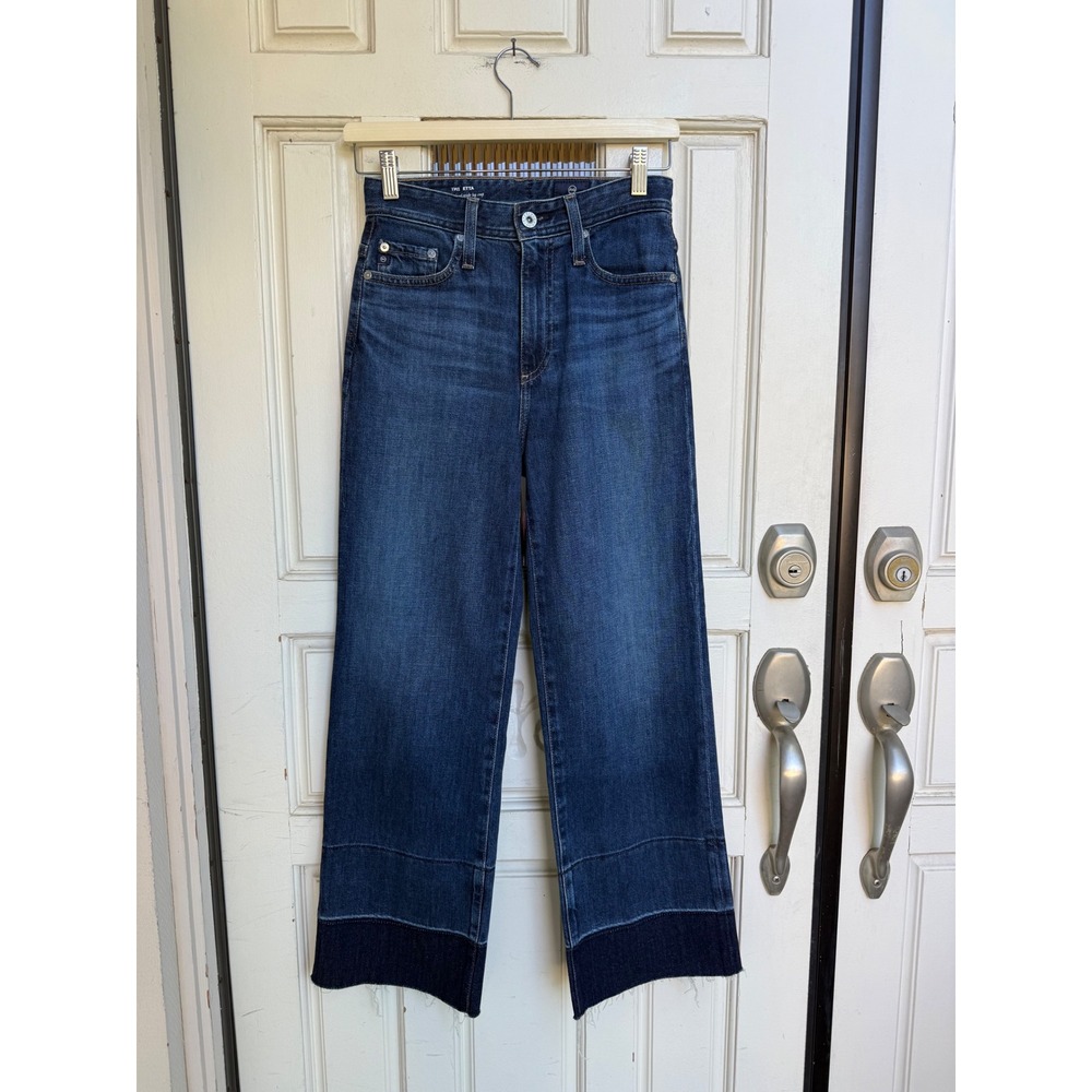 AG Adriano Goldschmied The Etta High Waisted Wide Leg Crop Jeans Blue Size 24R